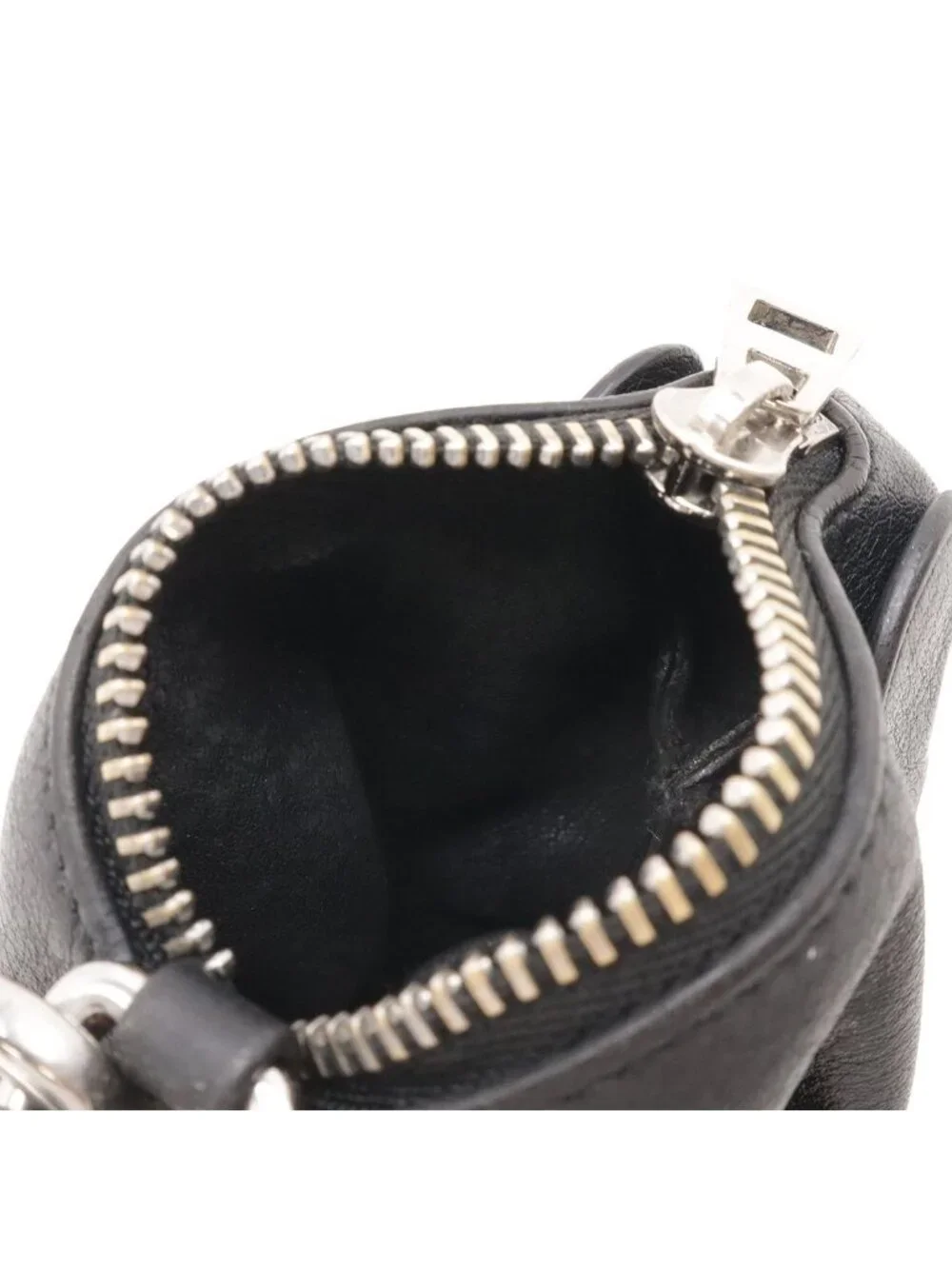 Loewe Elephant Animal Coin Case Pouch Charm Leather Black Silver